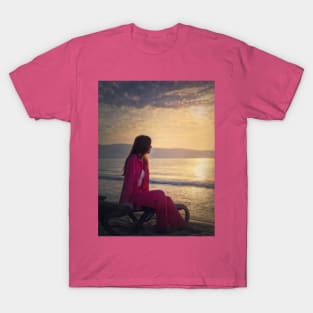 Carefree woman at the beach T-Shirt